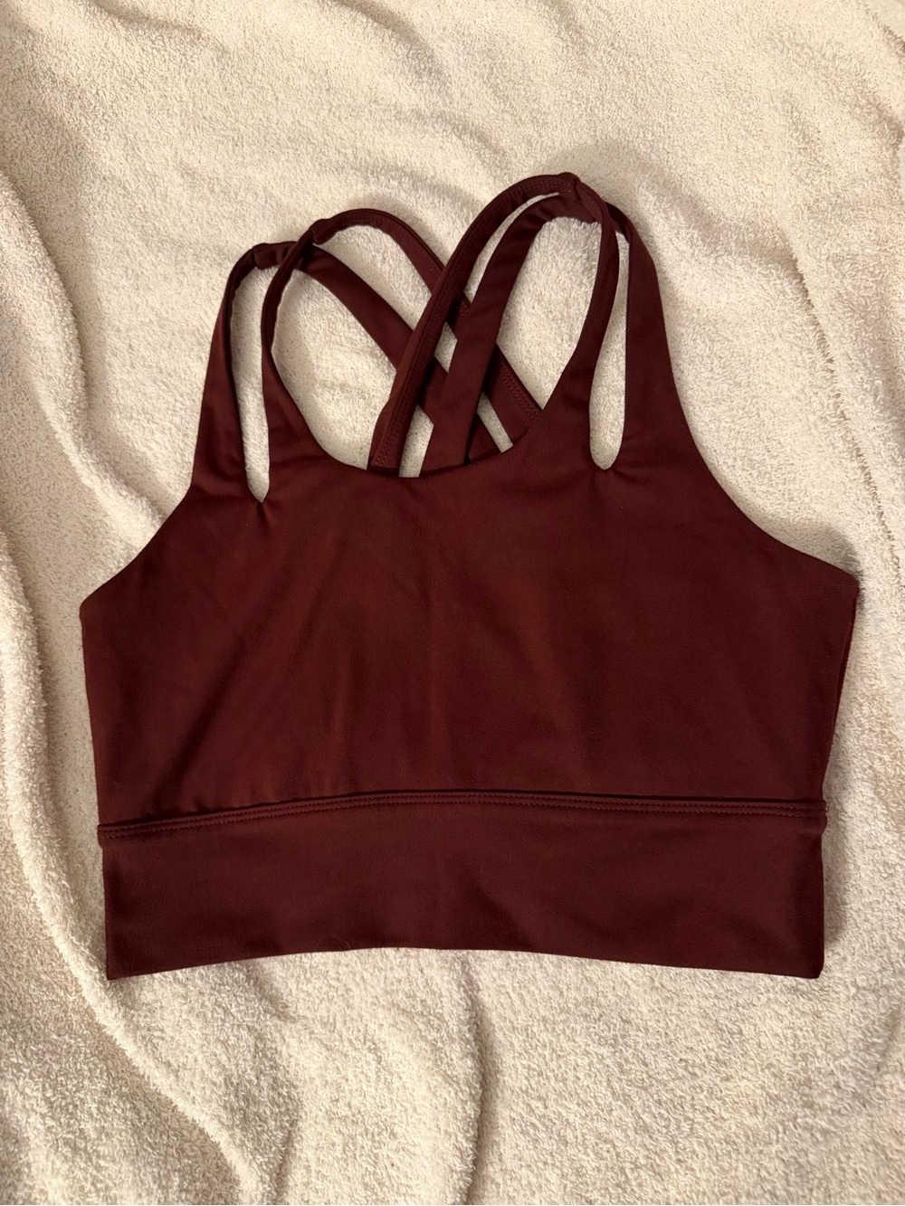 P’Tula Maroon Kaitlin Razor Back Strappy Back Sports Bra Size Medium GUC